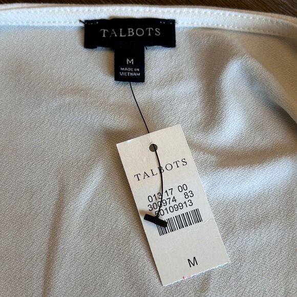 Talbots Ivory Cream Long Sleeve Ruched Neck Top Shirt Women's Size Medium NWT - Picture 3 of 7